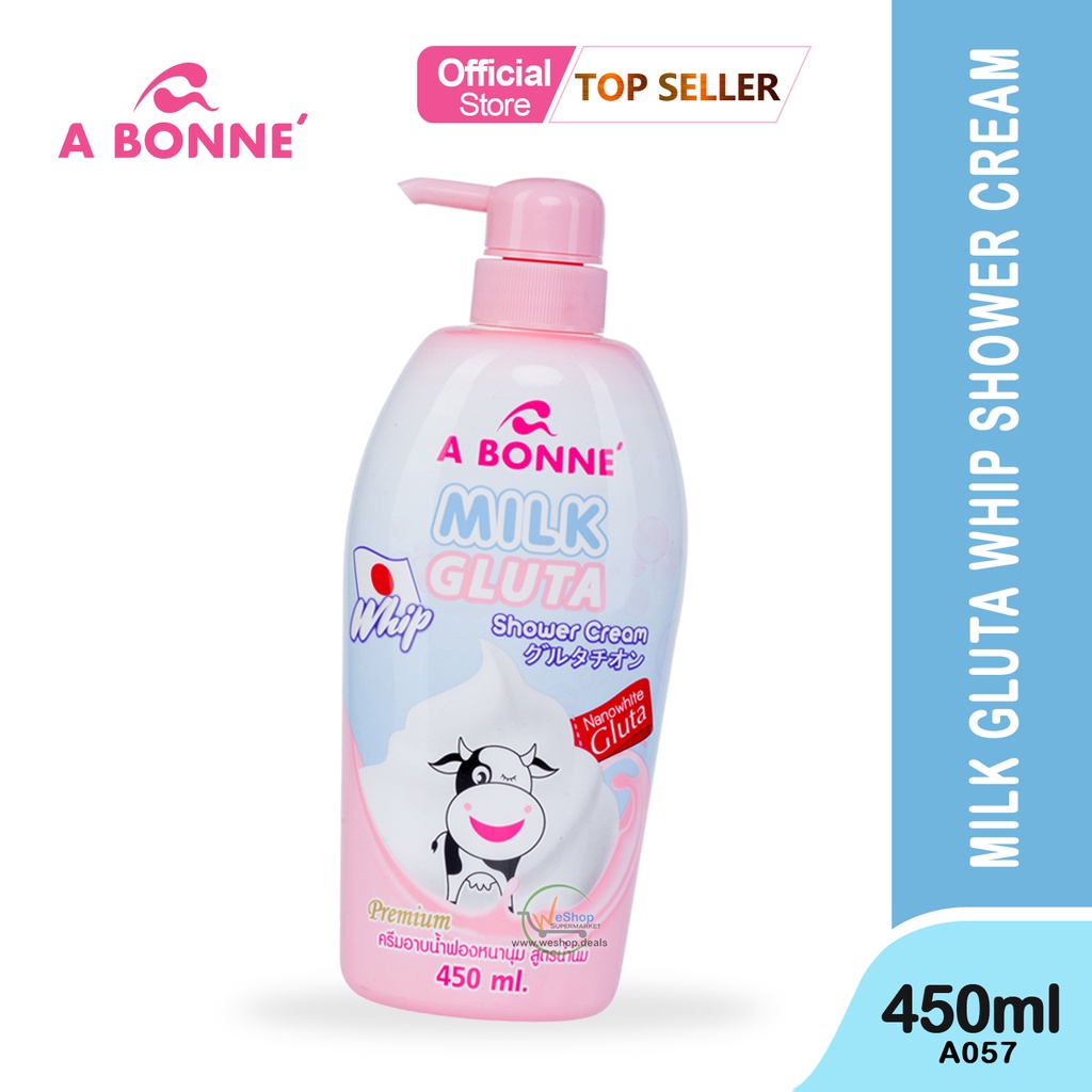 Abonne Milk Gluta Whip Shower Cream Pump 450ml ( A057 ) | Shopee ...