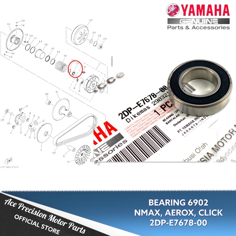 Yamaha Genuine Bearing Stick Male Torque Drive 2DP-E7678-10 For  Nmax/Aerox/Mio i125/Click125