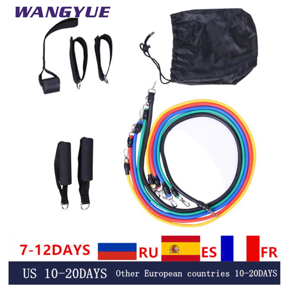 17 Pcs Latex Resistance Bands Crossfit Training Exercise Yoga Tubes gym ...