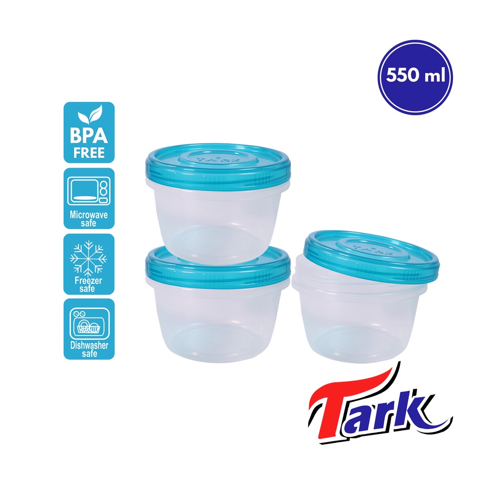Tark Spin Cap Round Food Container 550ml 3pcs | Durable & Reusable Food ...