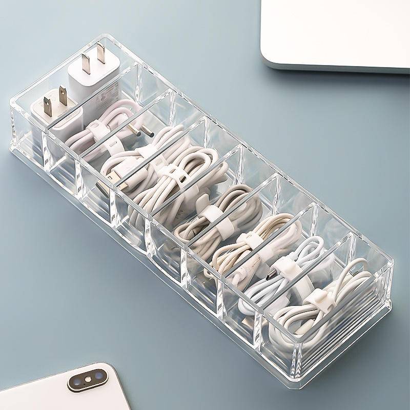 Transparent Multifunction Data Line Storage Container for Desk Cable ...