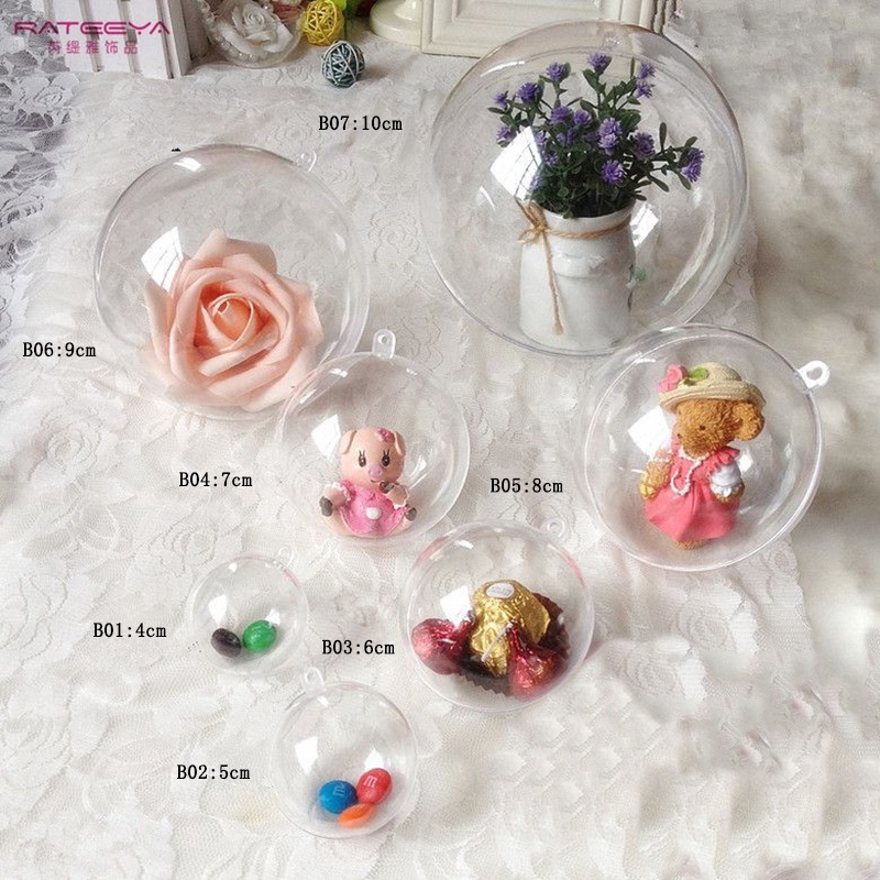 Sphères En Plastique Transparent Craftmill - 2 Parties, Pour Déco, Mariage, Loisirs Créatifs