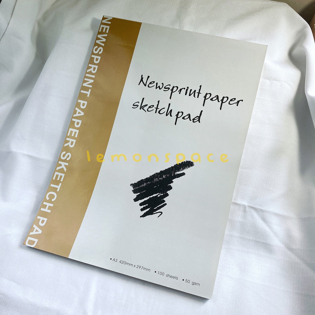 100 sheets Newsprint Paper Sketch Pad 50gsm A3 A4 pencil charcoal