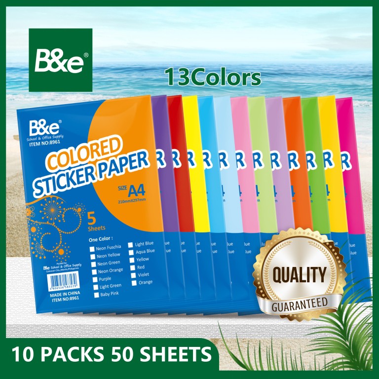 Bnesos Stationary School Supplies B&e Colored Sticker Paper A4 Size ...