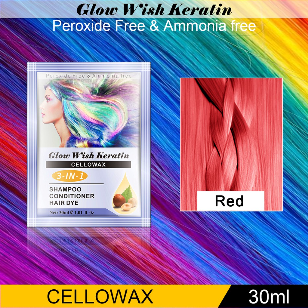 Glow Wish Keratin Cellowax 3IN1 Shampoo Conditioner Hair Dye 30ml Hair  Color（Need bleach) Shopee Philippines