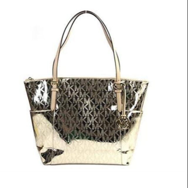 Michael kors metallic cheap jet set tote