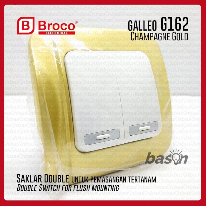 Broco Galleo Gold/Gold G162 | 2-gang Switch 1 Way Switch | Shopee ...