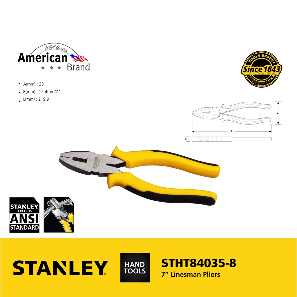 Stanley STSTHT840358 7" Linesman Pliers Shopee Philippines