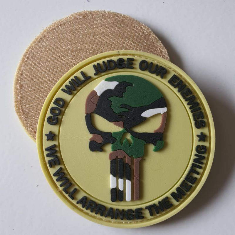 FUNISHER GOD WILL ROUND LOGO RUBBER PATCH US ARMY COLORFUL/ RUBBER ...
