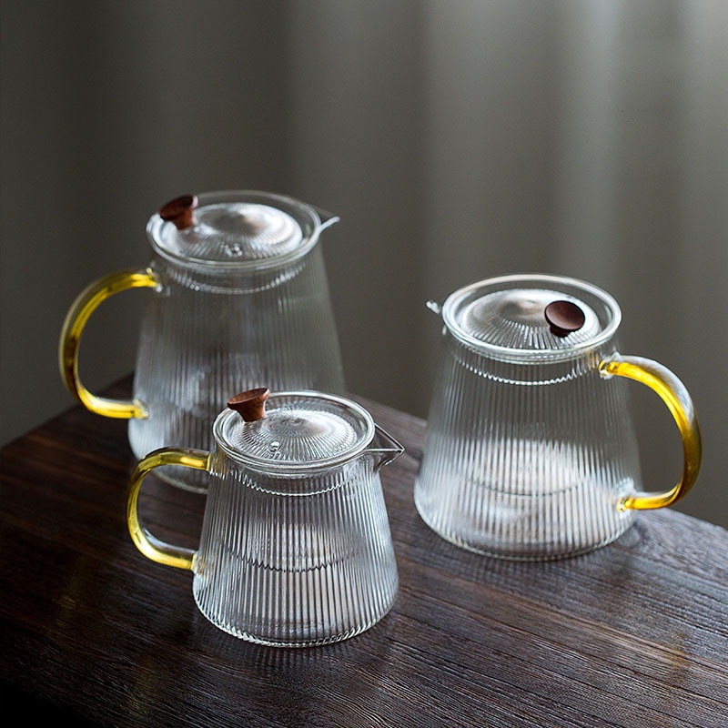 Vertical High Borosilicate Glass Teapot Large Capacity with Liner