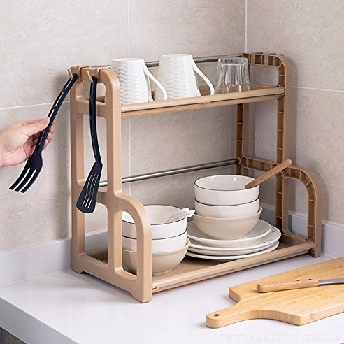 Double Layer Kitchen Organizer Spice Cutlery Dish Rack Condiments ...