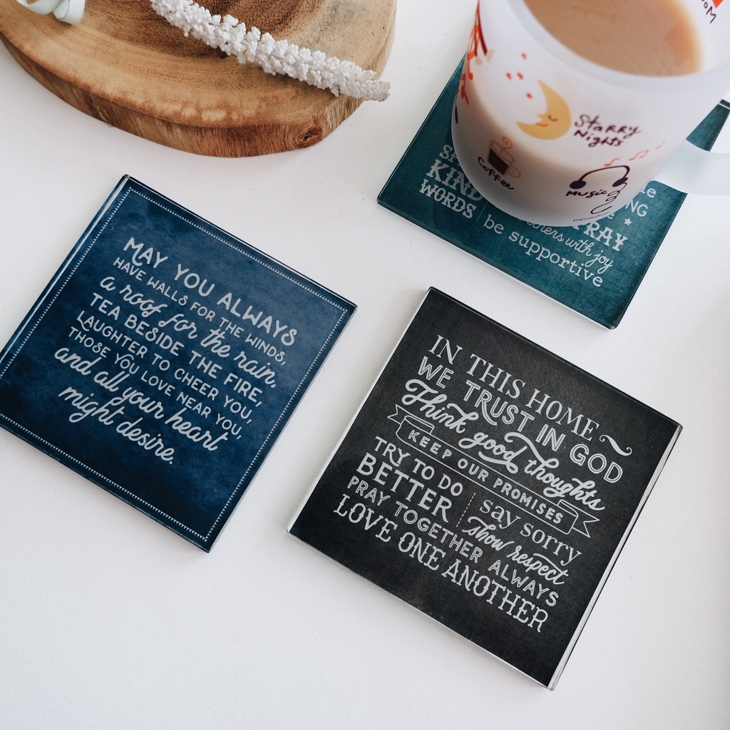 Papemelroti Words That Inspire Glass Coaster | Bible Verse Religious ...
