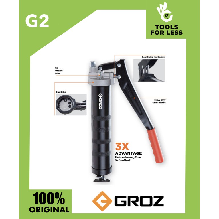 Groz Double Piston Lever Grease Gun 400g Model:G2R/N | Shopee Philippines