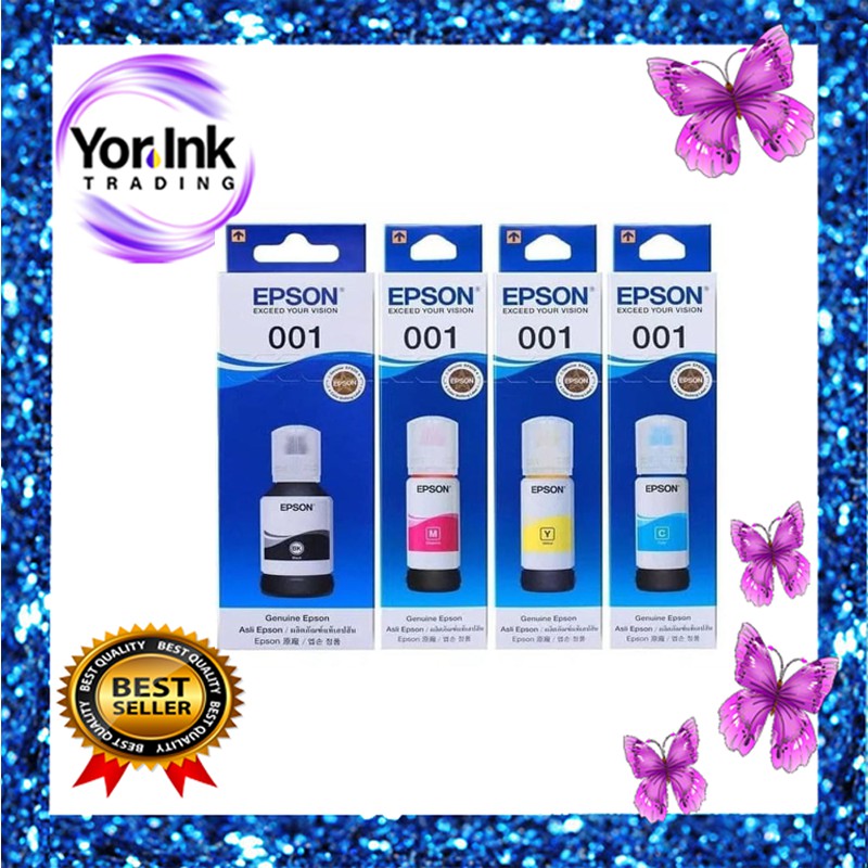 Epson 001 Original Ink Bottle Set of 4 Colors ( BLACK, CYAN, MAGENTA ...