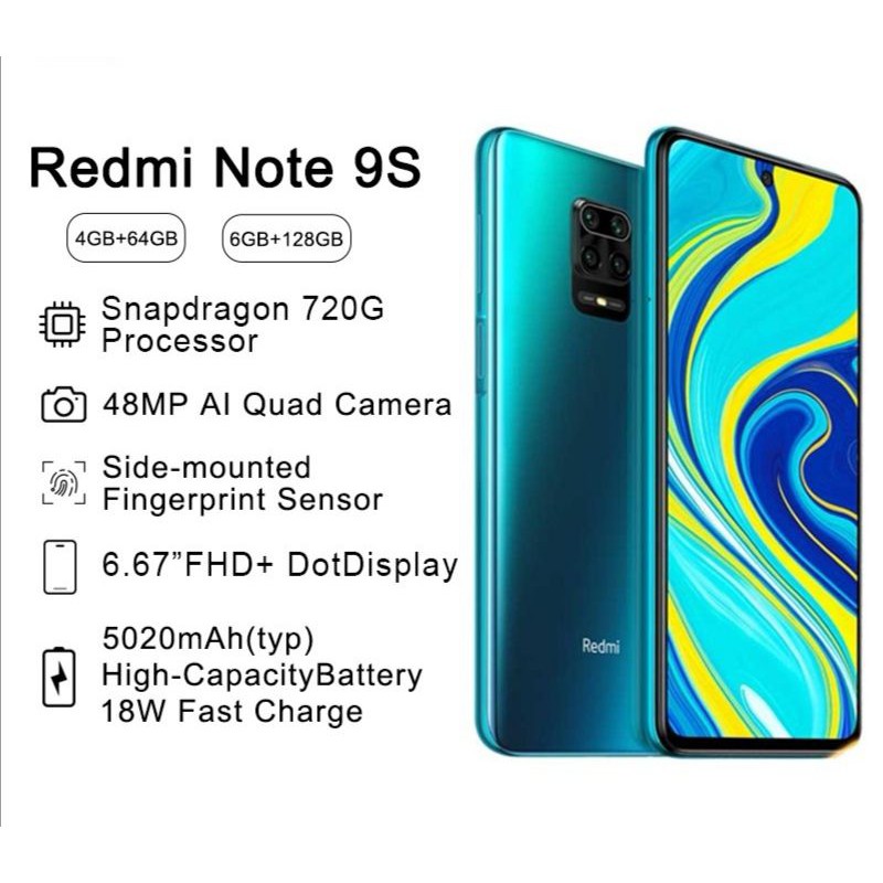 Redmi Note 9S Glacier White 4GB/64GB（Redmi Note 9S 4GB RAM 64GB  