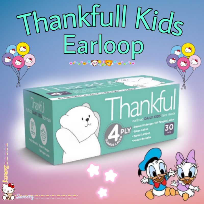 Thankful Earloop Masks For Kids / Kids 4 Ply Contents 30 Pcs - Daily ...
