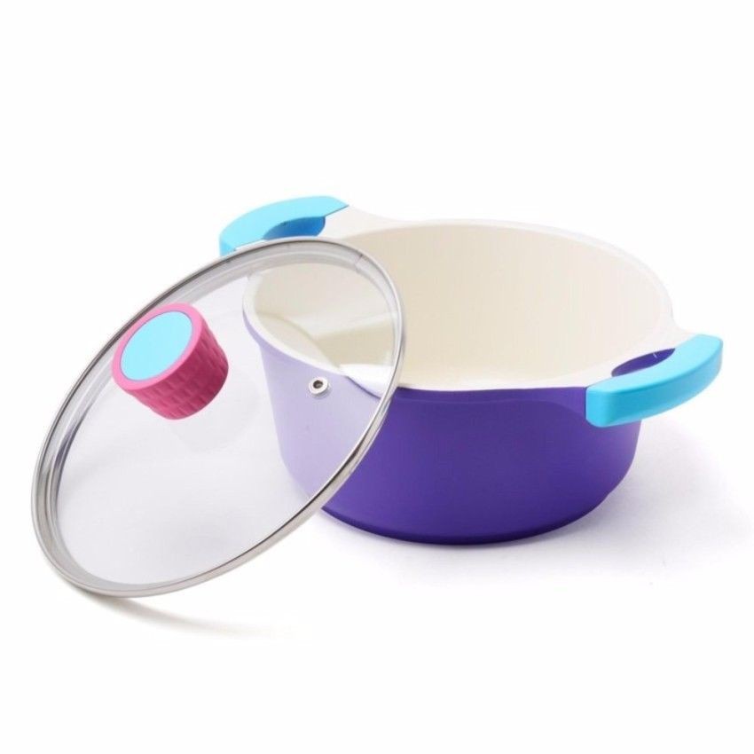 Fessle 28cm Casserole with Glass Lid (Purple) | Shopee Philippines