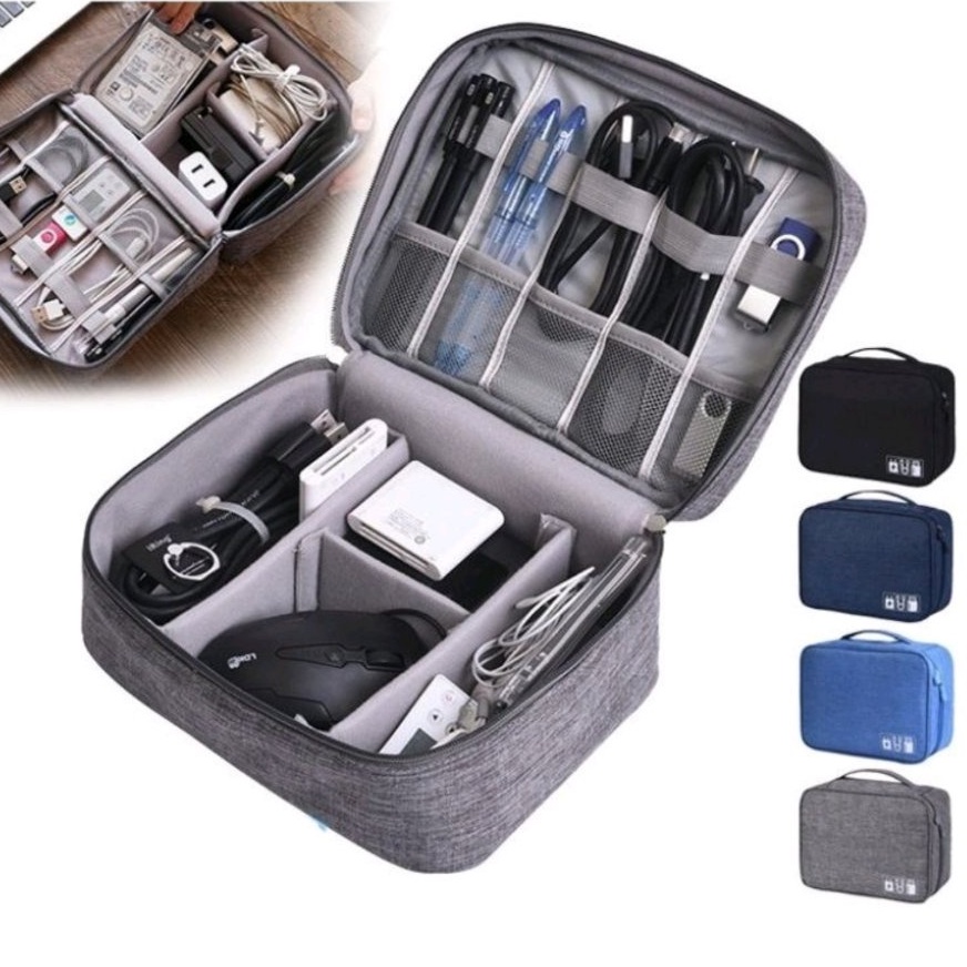 Multi-Lattice Sub-Packing Waterproof Data Cable Storage Bag Travel USB ...
