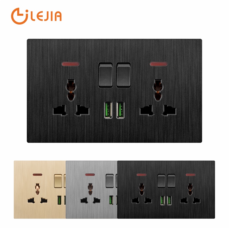 LEJIA 220V gray/black/gold 2UN+2USBswitch wall-mounted 13A universal ...