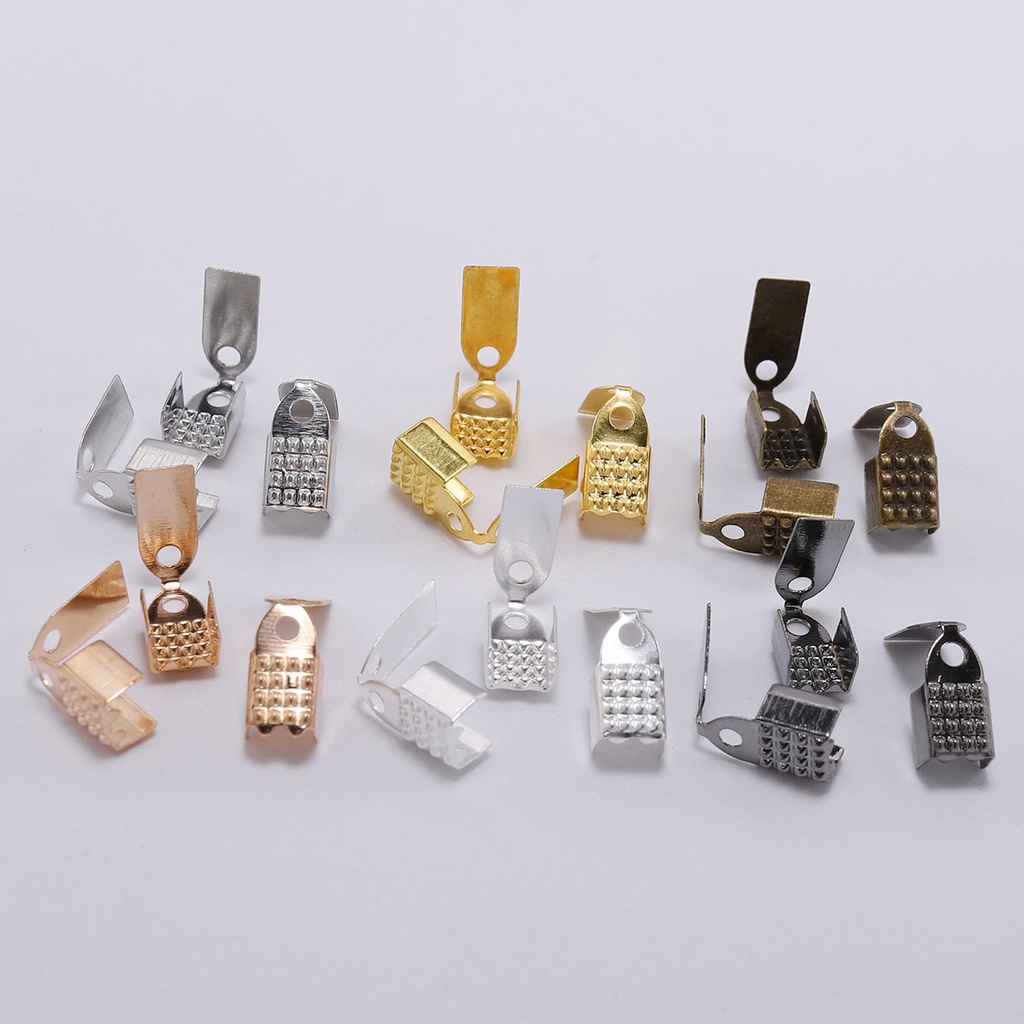 100 Pcs/Lot Rope Cord Crimp End Beads Cap DIY Jewelry Findings Leather ...