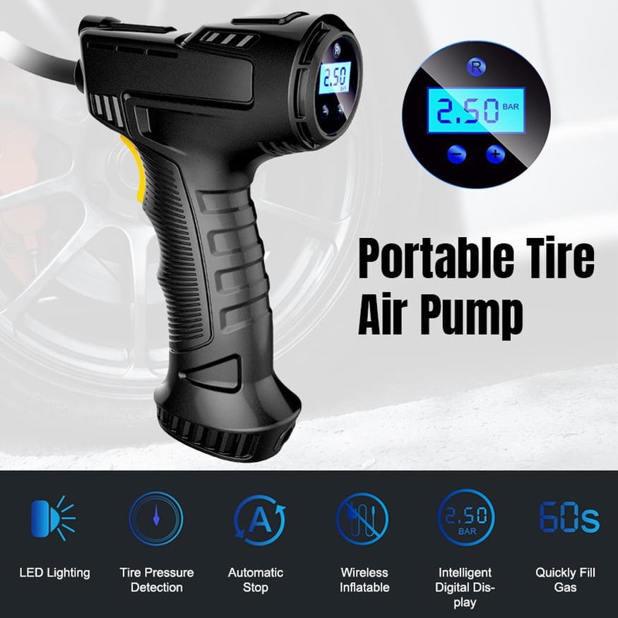 120W Handheld Air Compressor Inflatable Pump Portable Air Pump Car Tire ...