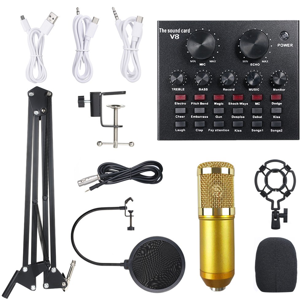 BM800 Condenser Microphone Kit With V8 Live Sound Card BM800 Complete