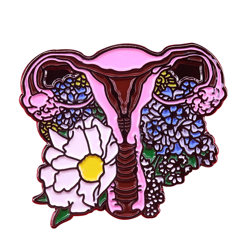 Anatomical flower uterus enamel pin Uterus Feminist Enamel Pin Badge ...