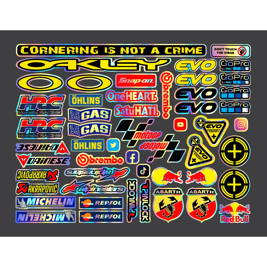 HELMET VISOR STICKER SET REFLECTIVE HOLOGRAM WATERPROOF Shopee