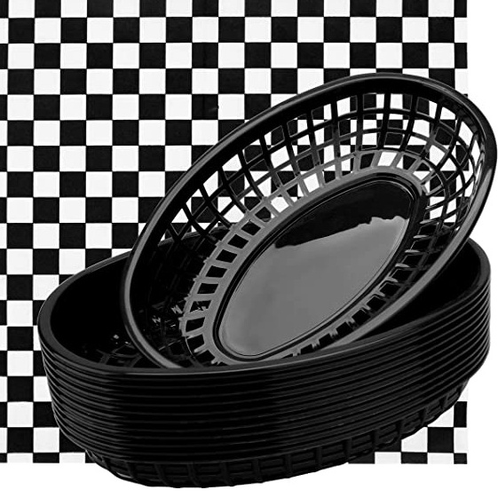 Food Tray Plastic Basket Tray Fast Food Baskets Stackable Deli Barbecue