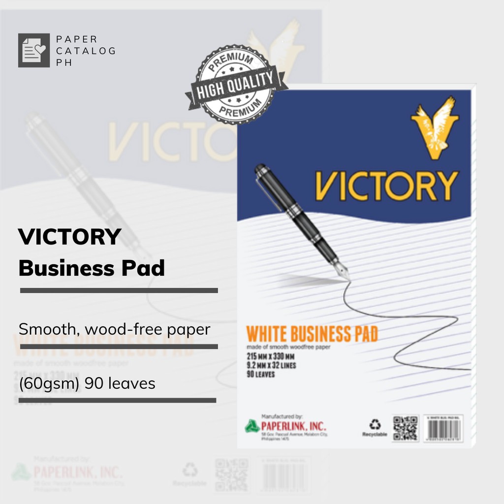 VICTORY White Business Pad Paper (60gsm) (90 Leaves) Shopee Philippines