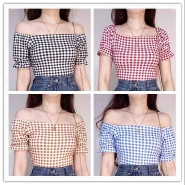 Off shoulder crop online top shopee