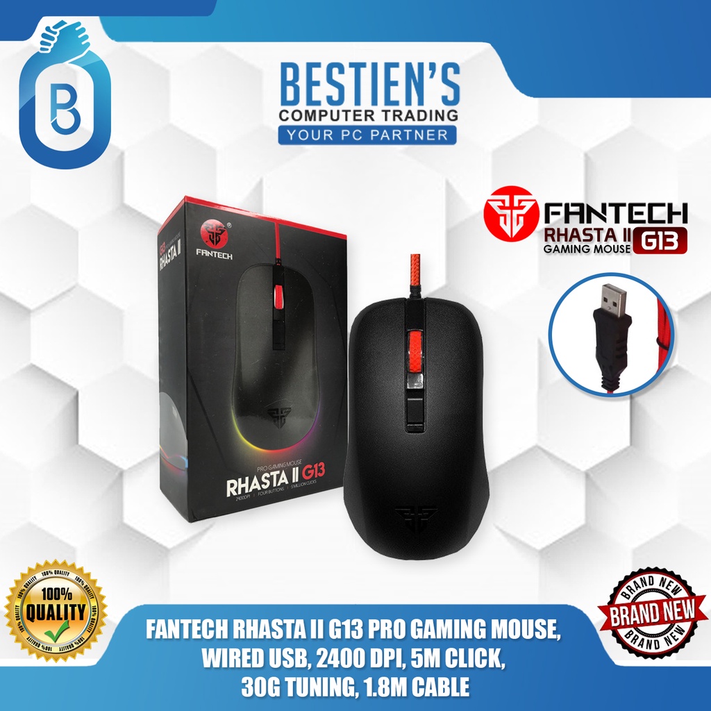 FANTECH RHASTA II G13 PRO GAMING MOUSE, WIRED USB, 2400 DPI, 5M CLICK ...