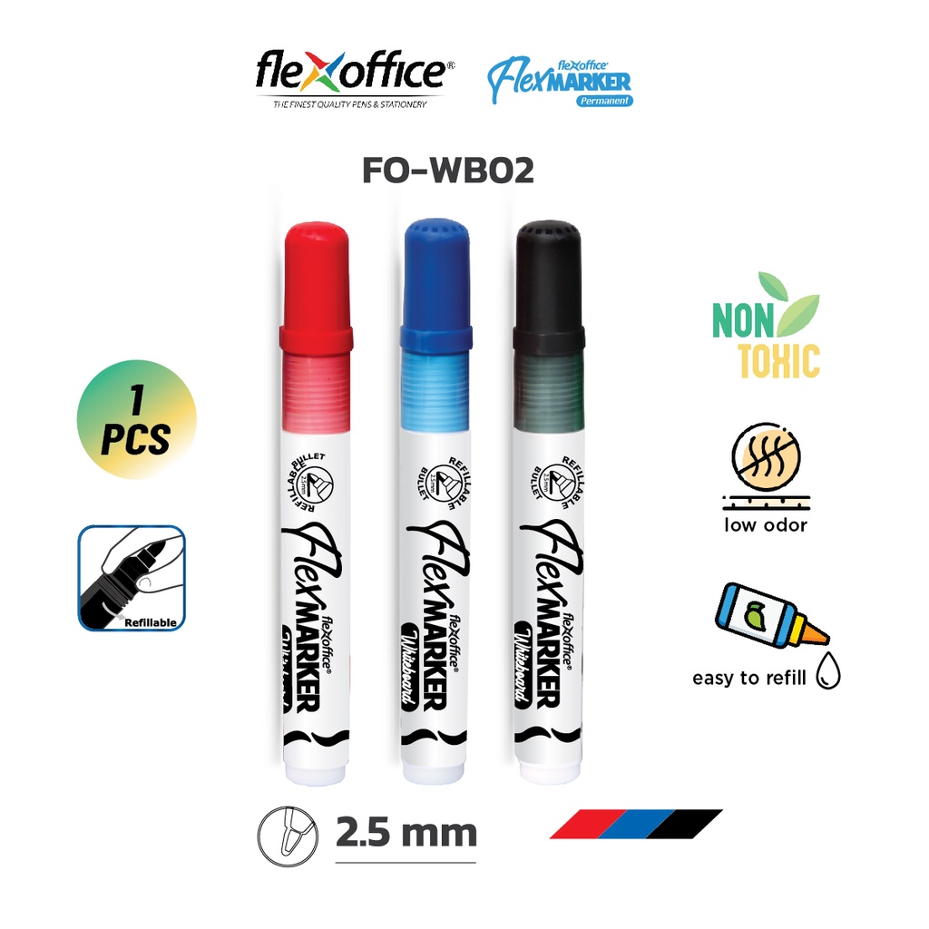FlexOffice Whiteboard Marker Bestseller 2.5mm Refillable Low Odor