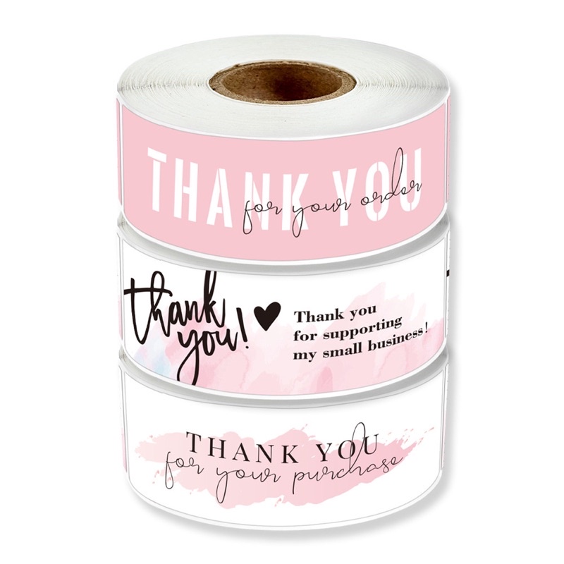 [120Pcs/Roll] Sticker Label Thank You Pink Pastel Color/Sticker ...