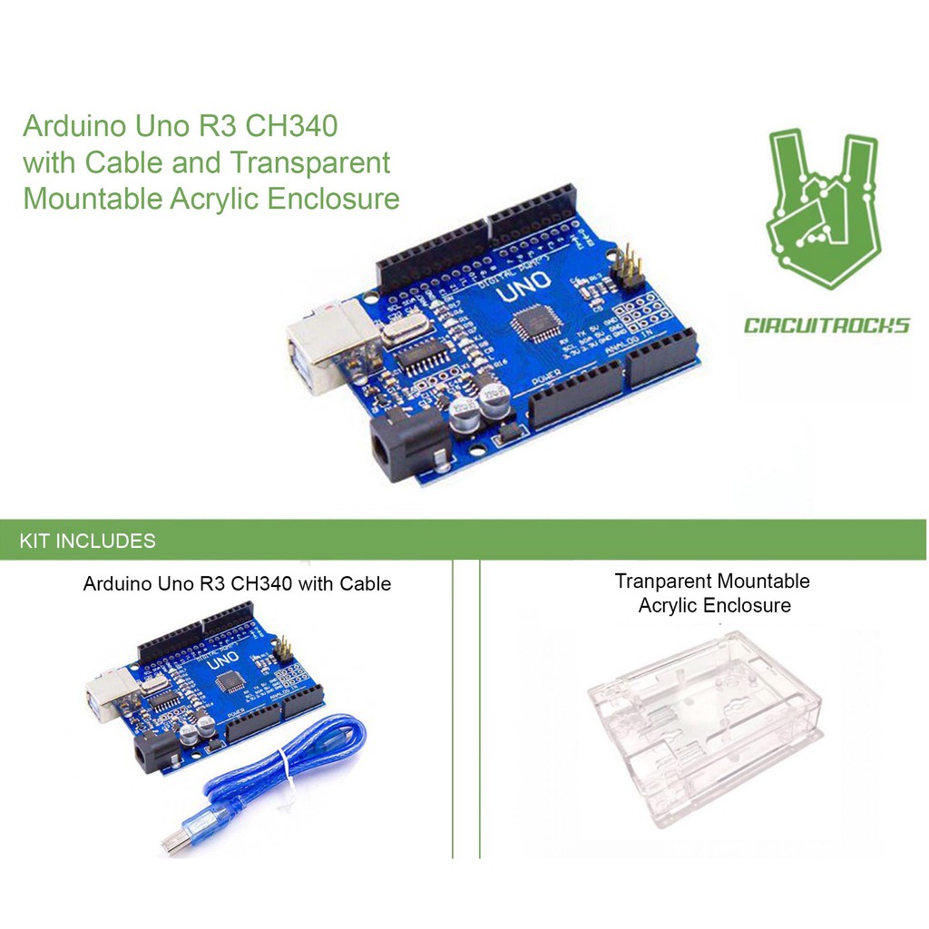 Uno R3 With Cable And Transparent Mountable Acrylic Enclosure | Shopee ...