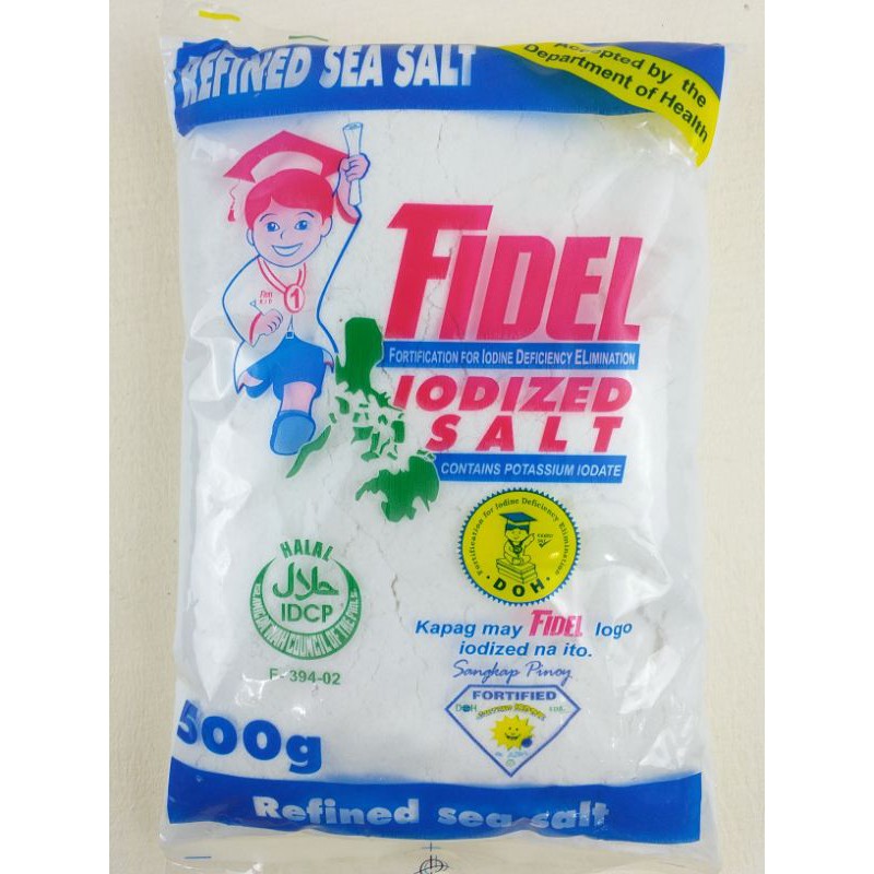 Fidel Iodized Salt Refined Sea Salt 500g Shopee Philippines