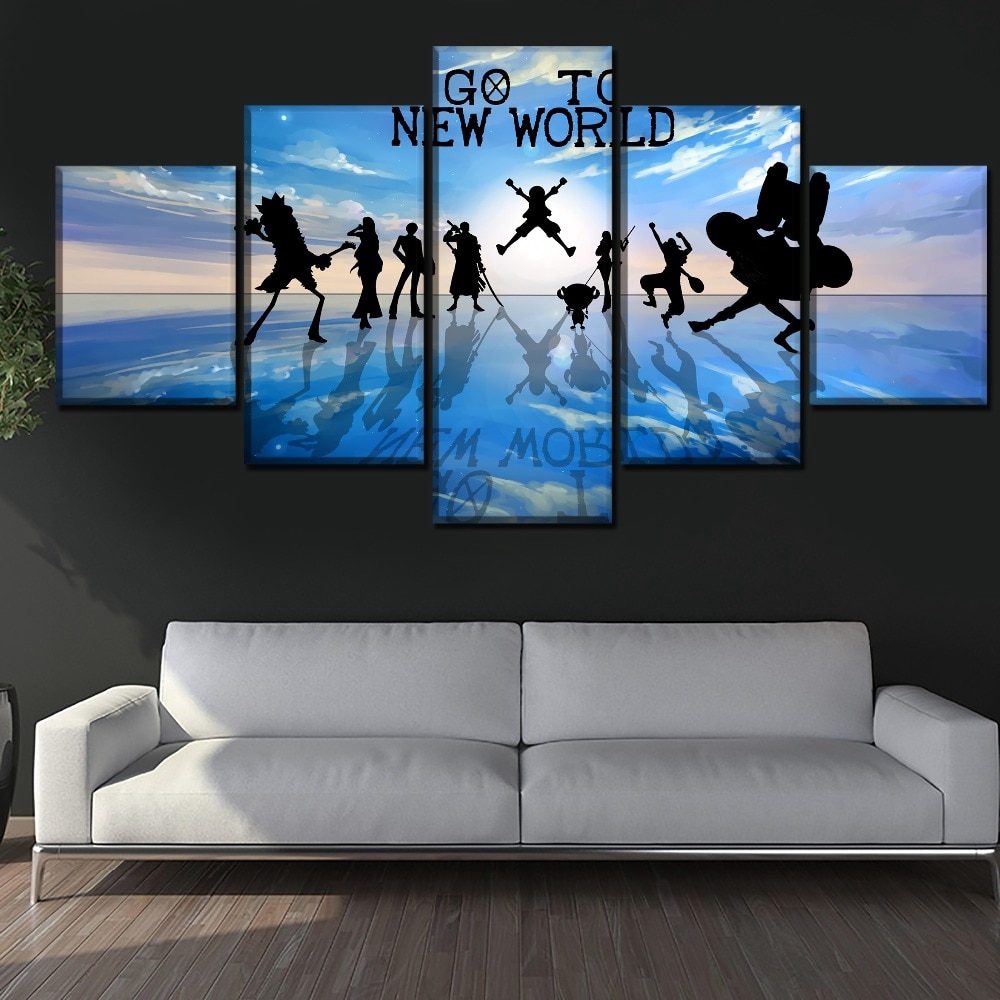 5 Piece Anime One Piece Character Shadow Poster Wall Art Home