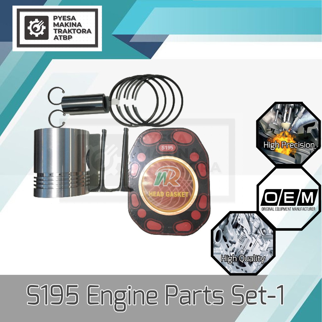 S195 Engine Parts Set 1 Piston Assembly Cylinder Head Gasket Intake ...