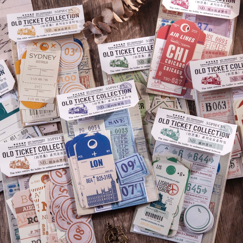 ENWEI 35 Pcs Old Collection Series Vintage Journal Stickers ...