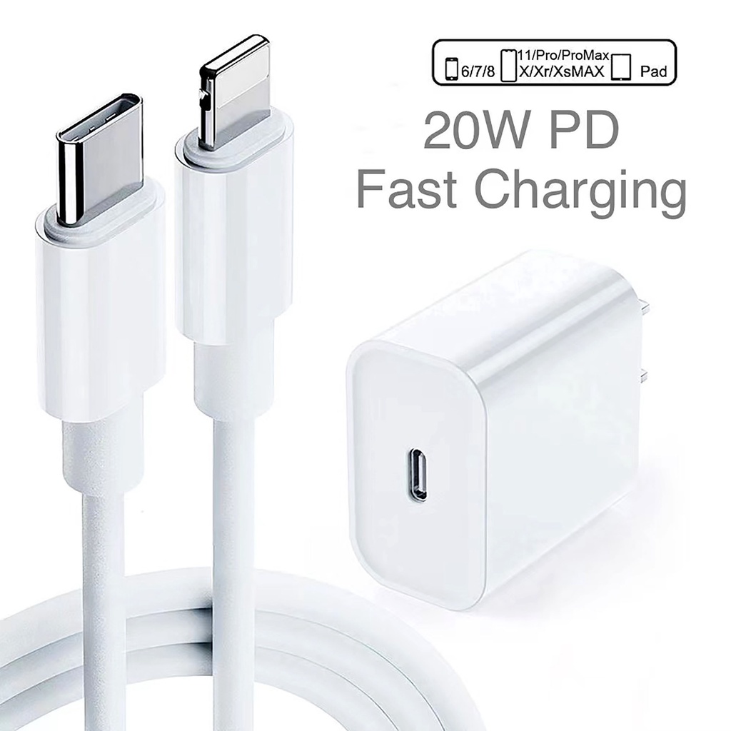 Charger 20W Fast Charger USB-C Power Adapter USB-C to Lightening Cable ...