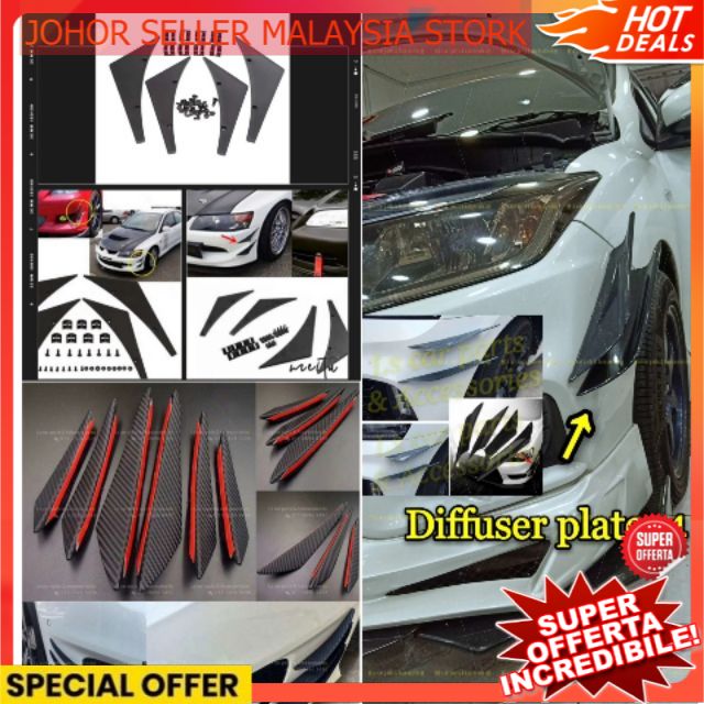 Diffuser Canard Angel Lip Splitter plate Spoiler angle wing body kit