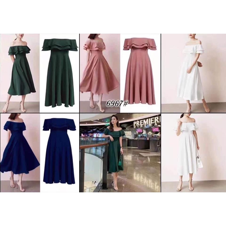shopee 0#6967 Korean New Plain Offshoulder Evening Party/ Graduation ...