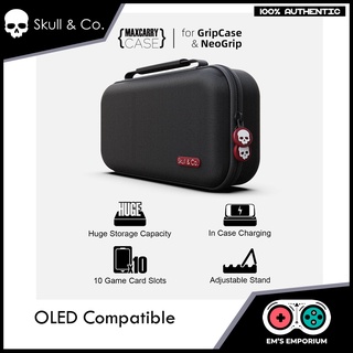 Skull & Co. Maxcarry Case for Neogrip, GripCase Crystal: Portable Hard Shell Protective Travel Carrying Case with Storage for Nintendo Switch Ole