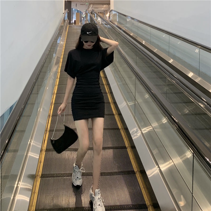 2022 New Style French Vintage Hepburn Little Black Dress Narrow Waist ...
