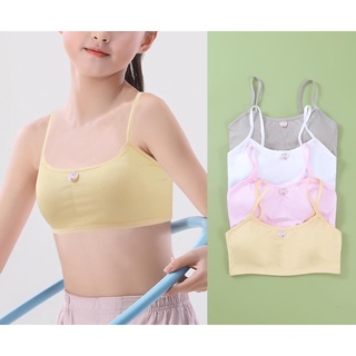 Teenager Girls Cotton Bra Solid Student Underwear Kids Girls Children Vest  Training Bras Tops Wrapped Chest Camisoles Tanks