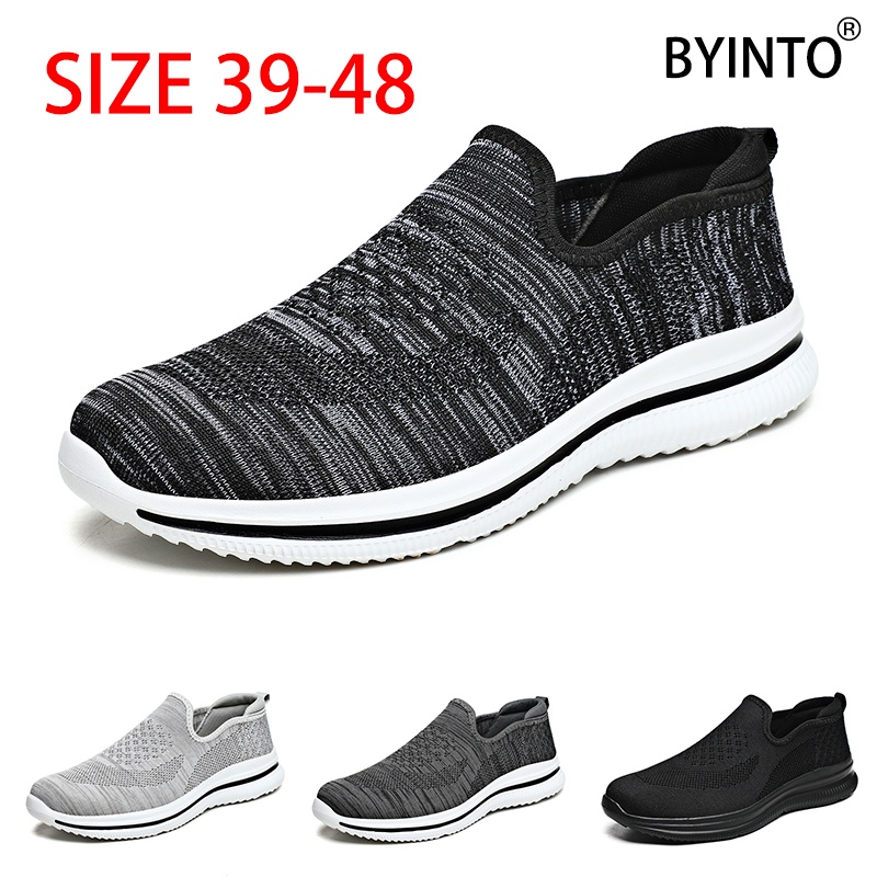 Big Size 39 48 Men Tennis Sport Shoes Super Light Breathable Fly Weaving Mesh Sneakers Slip on No lace Male Walking Sock Footwear Black Grey Casual Running Shoes Athletics Trainers Shopee Philippines