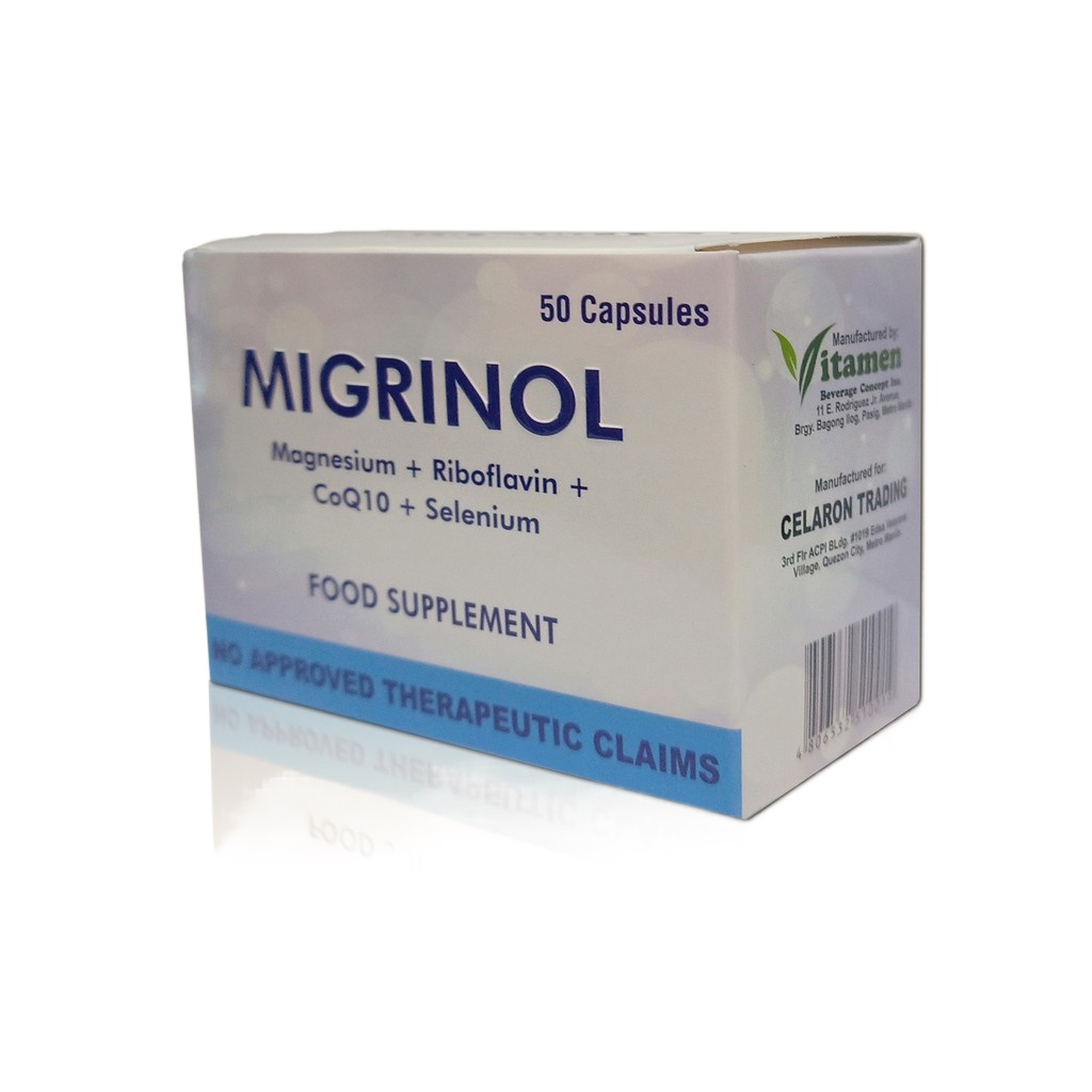 good MIGRINOL Capsules (Magnesium+Riboflavin+CoQ10) Shopee Philippines