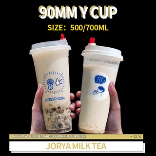 Plastic Slim Soft Cup only 22oz. (700ml) 50pcs. 90mm lid for Milk tea  (sealable) and Juices PP clear