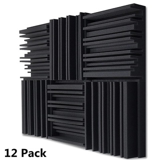 Sound Absorbing Foam 2 inch, Acoustic Panels 12 Pcs, Sound Proofing Padding  for Wall with Self-Adhesives, Sound Proof Foam Panels 12 x 12 x 2 inches,  Pyramid Acoustic Tiles for Music Studio, Pink 