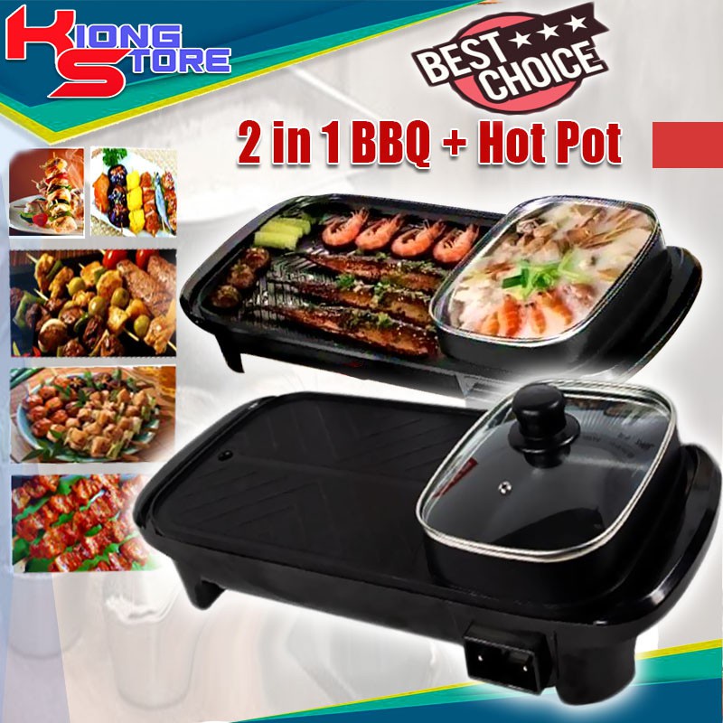 Multipurpose 2 in 1 Electric BBQ Grill With Steamboat Hotpot Korean